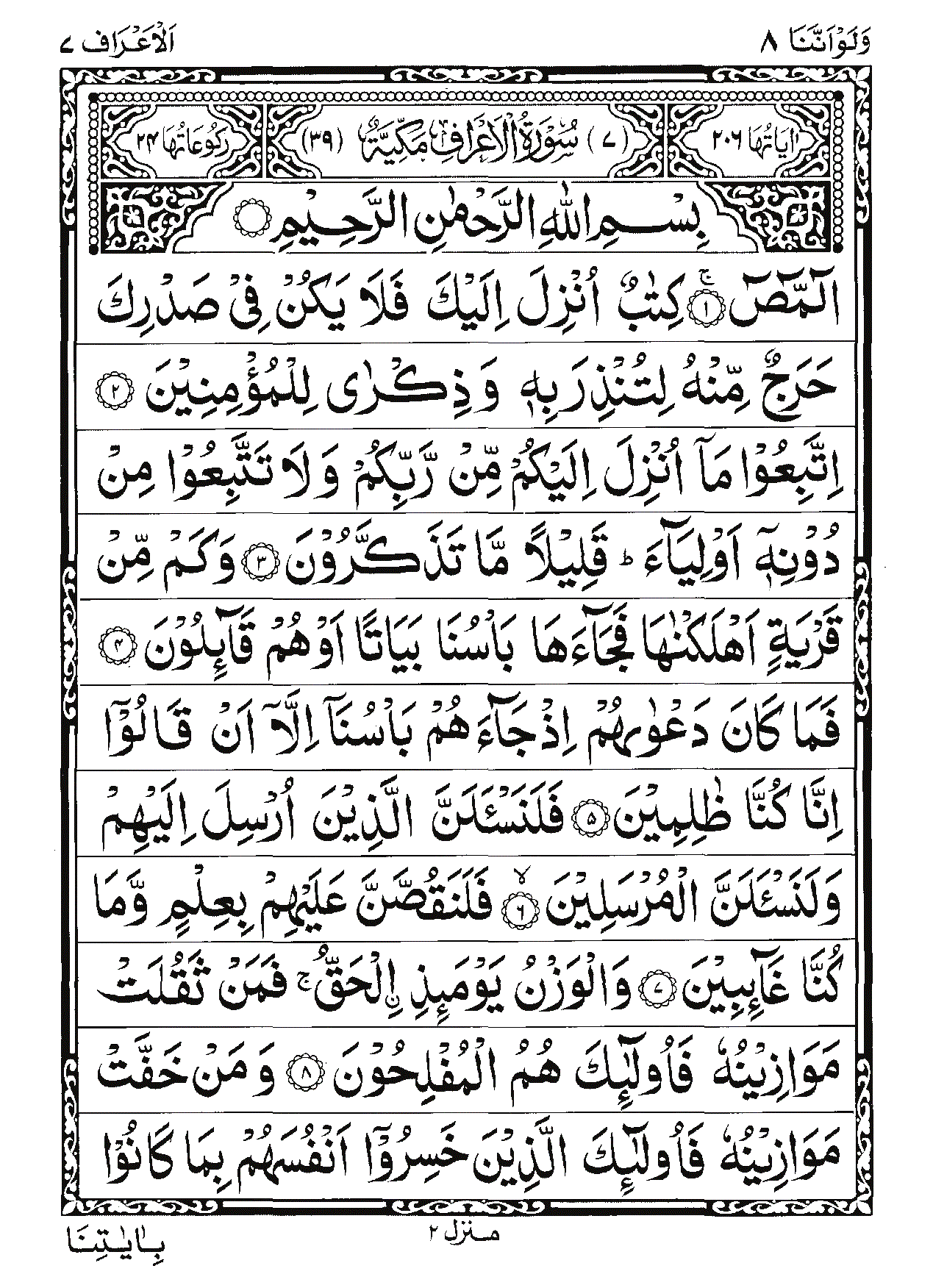 Surah Al-A'raf Page 1